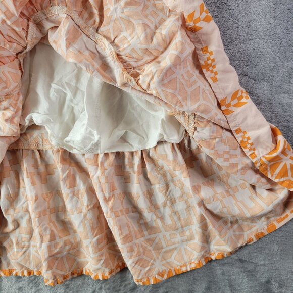 BTFBM‎ Women Orange Geometric Sleeveless Ruffle Hem Mini Dress S Summer Resort - Picture 7 of 11